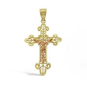 Jesus Crucifix Cross Pendant Charm 10k Yellow Rose Gold 1.3 inch3